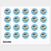 Classic van cartoon illustratie ronde sticker (Vel)