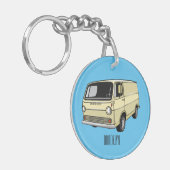 Classic van cartoon illustratie sleutelhanger (Voorkant Links)