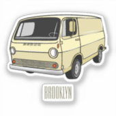 Classic van cartoon illustratie sticker (Voorkant)