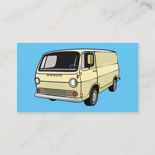 Classic van cartoon illustratie visitekaartje (Achterkant)