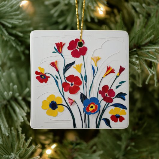 Classic Vibrant Floral Waterverf Keramisch Ornament (Boom)