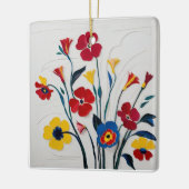 Classic Vibrant Floral Waterverf Keramisch Ornament (Links)