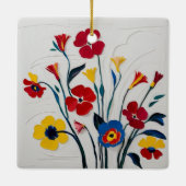 Classic Vibrant Floral Waterverf Keramisch Ornament (Achterkant)