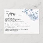 Classic Victoriaans Blauw Bloemen Trouwdetails Kaa Informatiekaartje (Voorkant)