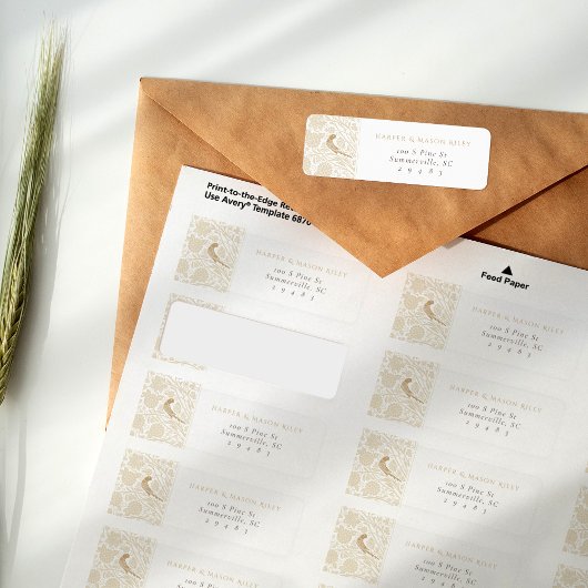 Classic Victoriaans Bruiloft Retouradres Label