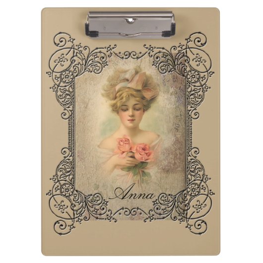 Classic Victoriaans dame met Rozen klembord (Voorkant)