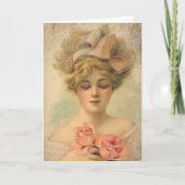 Classic Victoriaans dame met Rozen Wenskaart Kaart (Voorkant)