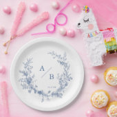 Classic Victoriaans Frans Bruiloft Monogram Papieren Bordje (Feest)