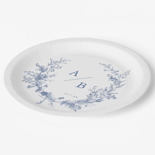 Classic Victoriaans Frans Bruiloft Monogram Papieren Bordje (Gekanteld)