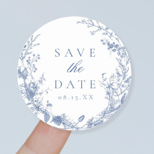 Classic Victoriaans Frans Bruiloft Save The Date Ronde Sticker