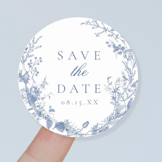 Classic Victoriaans Frans Bruiloft Save The Date Ronde Sticker