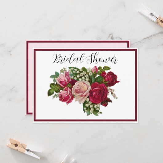 Classic Victoriaans Rozen Lily Valley Vrijgezellen Kaart (Voorkant / Achterkant in situ)