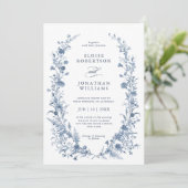 Classic Victorian Blue French Garden Chic Wedding  Kaart (Staand voorkant)