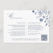 Classic Victorian Blue French QR Code Wedding Informatiekaartje (Voorkant)