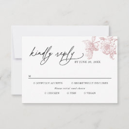 Classic Victorian Floral Meal Options Wedding RSVP Kaartje