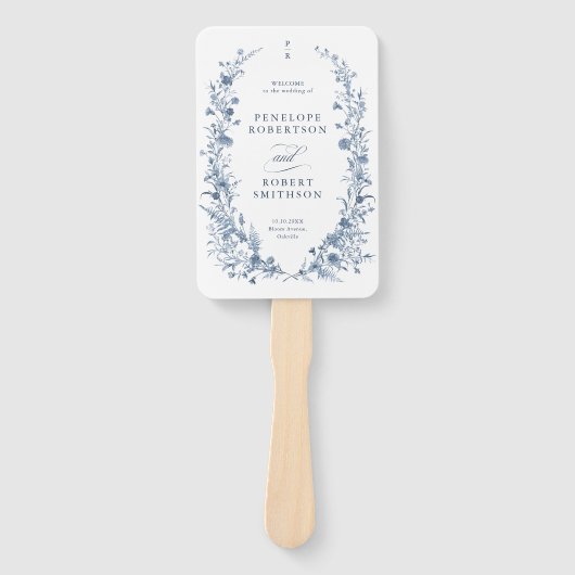 Classic Victorian French Garden Wedding Program Handwaaier (Voorkant)