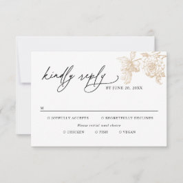 Classic Victorian Gold Meal Options Wedding RSVP Kaartje