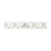 Classic Victorian Green Floral Wedding Monogram Uitnodigingen Wikkel (Vlak)