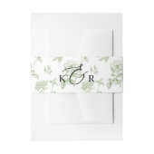 Classic Victorian Green Floral Wedding Monogram Uitnodigingen Wikkel (Voorkant Voorbeeld)
