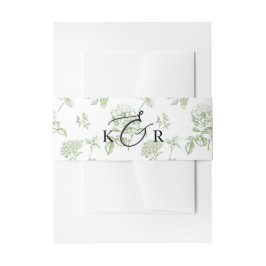 Classic Victorian Green Floral Wedding Monogram Uitnodigingen Wikkel
