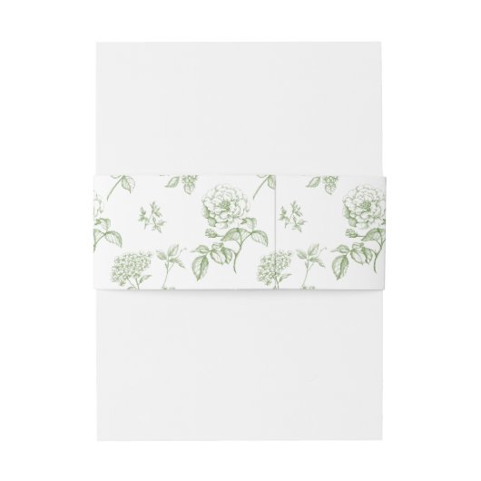 Classic Victorian Green Floral Wedding Monogram Uitnodigingen Wikkel (Achterkant Voorbeeld)