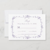 Classic Victorian Lavender Floral Frame Wedding RSVP Kaartje (Voorkant)