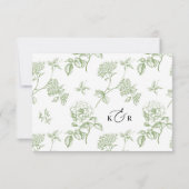 Classic Victorian Sage Floral Wedding RSVP Card Kaartje (Achterkant)