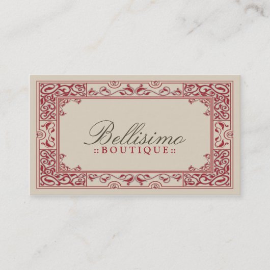 Classic Vignette Visitekaartje Design (rood) (Voorkant)