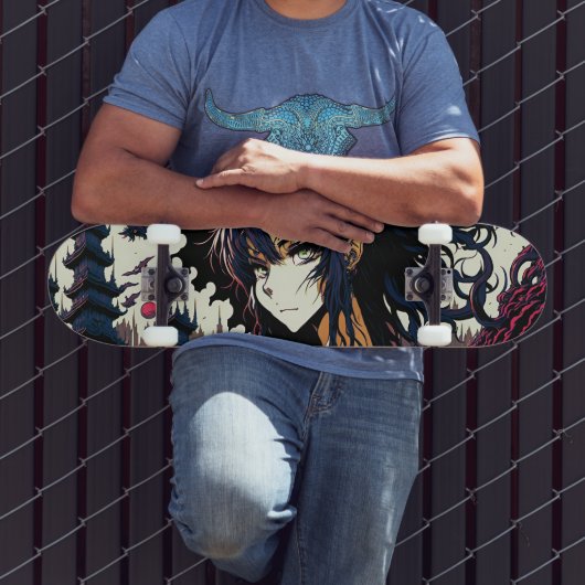 Classic Vintage Anime Girl - 90's Manga Persoonlijk Skateboard (Buiten 3)
