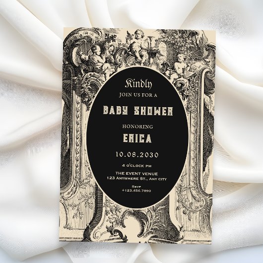 Classic vintage artistic angel baby shower kaart