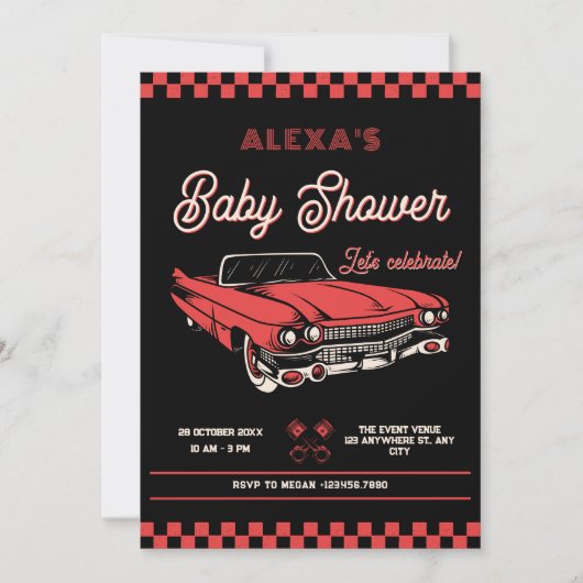 Classic vintage auto Baby shower Kaart (Voorkant)
