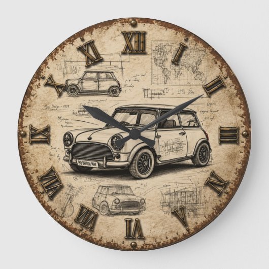 Classic Vintage British Car  Grote Klok (Voorkant)