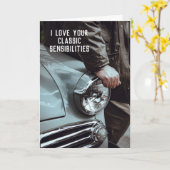 Classic Vintage Car Driver Jubileum Kaart (Gele Bloem)