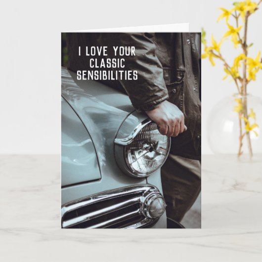 Classic Vintage Car Driver Jubileum Kaart (Gele Bloem)
