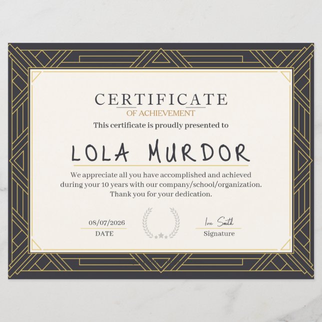 Classic Vintage Certificate of Achievement Elegant (Voorkant)