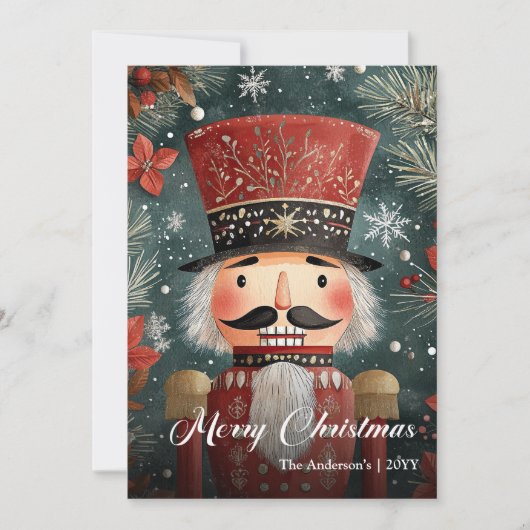 Classic vintage Christmas nutcracker digital  Feestdagenkaart (Voorkant)