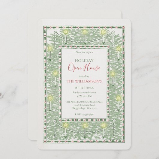 Classic Vintage Christmas Open House Kaart (Voorkant / Achterkant)