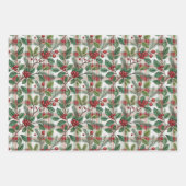 Classic Vintage Christmas Plaid & Holly Pattern Inpakpapier Vel (Voorkant 3)