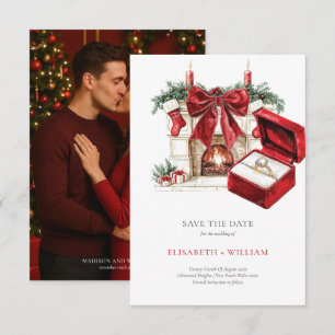 Classic Vintage Christmas Wedding Save the Date Kaart