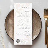 Classic Vintage Elegant Script Sage Photo Wedding Menu