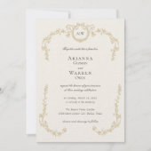 Classic Vintage Gold Monogram Wedding  Kaart (Voorkant)