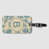 Classic Vintage Hop Leaves Pattern Monogram Bagagelabel (Voorkant (horizontaal))