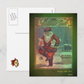 Classic vintage kerst briefkaart met kerstman (Voorkant / Achterkant)