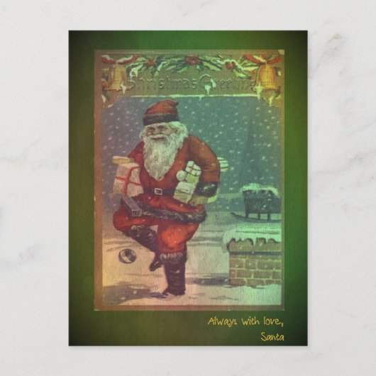 Classic vintage kerst briefkaart met kerstman (Voorkant)