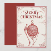 Classic Vintage kerst Feestdagenkaart (Voorkant / Achterkant)