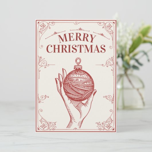 Classic Vintage kerst Feestdagenkaart (Staand voorkant)