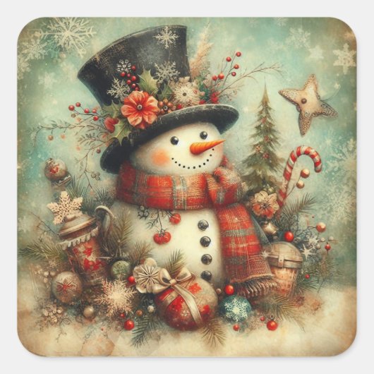 Classic Vintage Kerst Stickers (Voorkant)