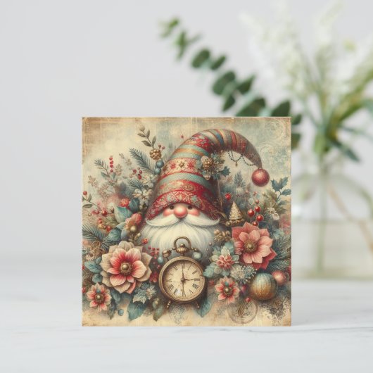 Classic Vintage Kerst Wenskaart Feestdagenkaart (Staand voorkant)