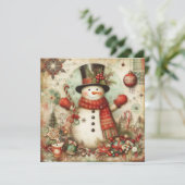 Classic Vintage Kerst Wenskaart Feestdagenkaart (Staand voorkant)