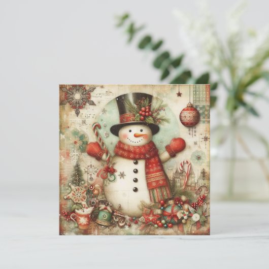 Classic Vintage Kerst Wenskaart Feestdagenkaart (Staand voorkant)